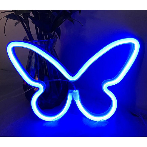 Настінний неоновий світильник нічник Angel Метелик Butterfly синій