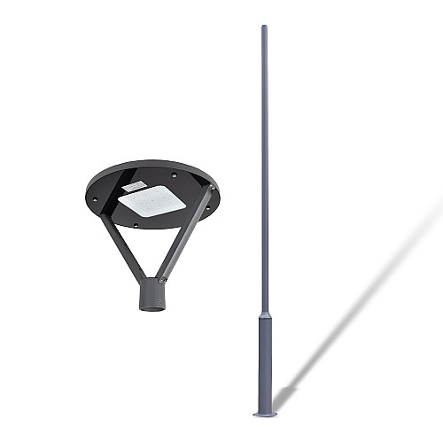 Комплект светильник светодиодный парковый Lightwell LW-GL-50FT и столб парковый серый 4 м