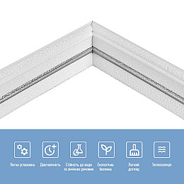 Плінтус РР самоклеючийся 3D Loft білий з сріблястою смужкою 2300*70*4мм (1833)