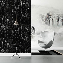 Плінтус РР самоклеючийся 3D Loft білий з чорною смужкою 2300*140*4мм (1810)