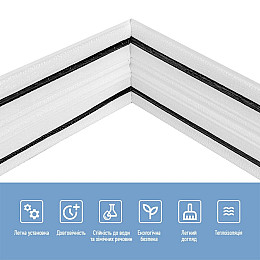 Плінтус РР самоклеючийся 3D Loft білий з чорною смужкою 2300*140*4мм (1810)