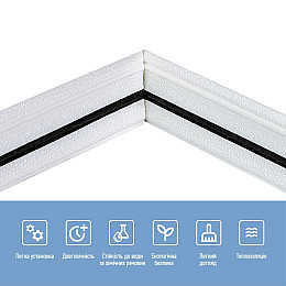 Плінтус РР самоклеючийся 3D Loft білий з чорною смужкою 2300*70*4мм (1830)