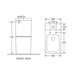 Унітаз-компакт Mixxus Premium Quadro-0401-R 610x365x825mm система змиву RIMLESS (MP6457)