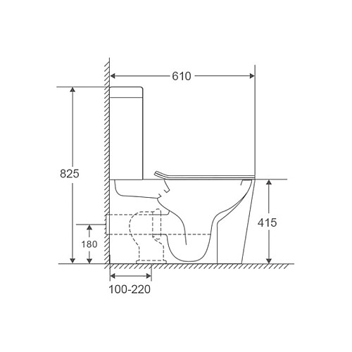 Унітаз-компакт Mixxus Premium Quadro-0401-R 610x365x825mm система змиву RIMLESS (MP6457)