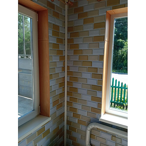 Декоративная ПВХ панель бело-бежевый клинкерный кирпич Sticker Wall SW-00001430 960х480х4мм