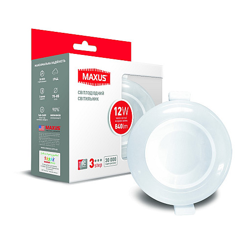 Умный светильник круг Maxus 3-step 12W Белый (1265)