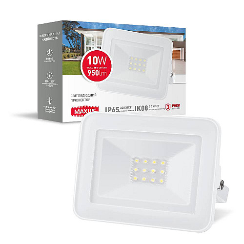 Светодиодный прожектор Maxus FL-02 10W 5000K Белый (1354)