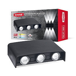 Светильник светодиодный накладной Maxus MWL 6W 3CCT IP65 BL Square Черный (1804)