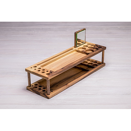 Деревянный холдер для хранения косметики с зеркалом ecoWalnut 440x140x110 мм