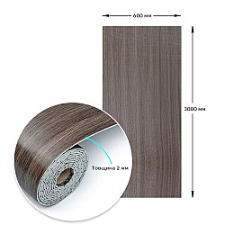 Самоклеящаяся виниловая плитка в рулоне Sticker Wall 600х3000х2 мм Коричневый (SW-00002047)