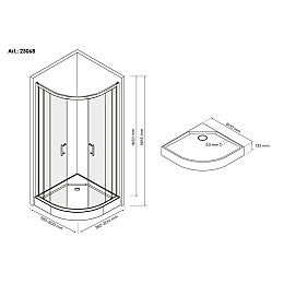 Душова кабіна Britc Lira 80x80 см з піддоном (скло 4 мм)