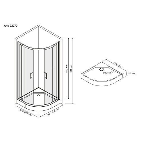 Душевая кабина Britc Lira 90x90 см с поддоном (стекло 4 мм)