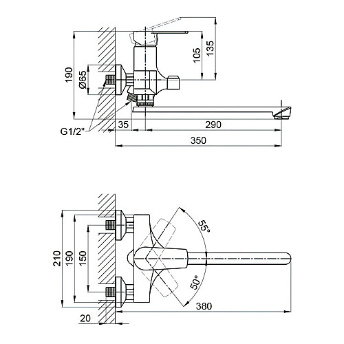 Смеситель для ванной Britc HY503A