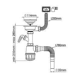 Сифон для мийки Nova 1047N