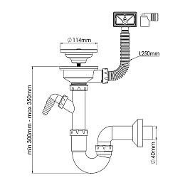 Сифон для мийки Nova 1148N