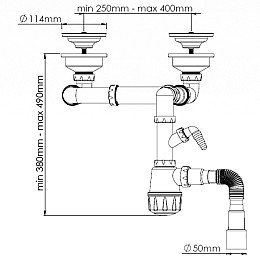 Сифон для мойки подвійний Nova 1192N