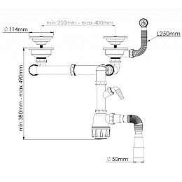 Сифон для мийки подвійний Nova 1196N