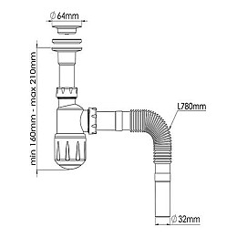 Сифон для умивальника Nova 1050N