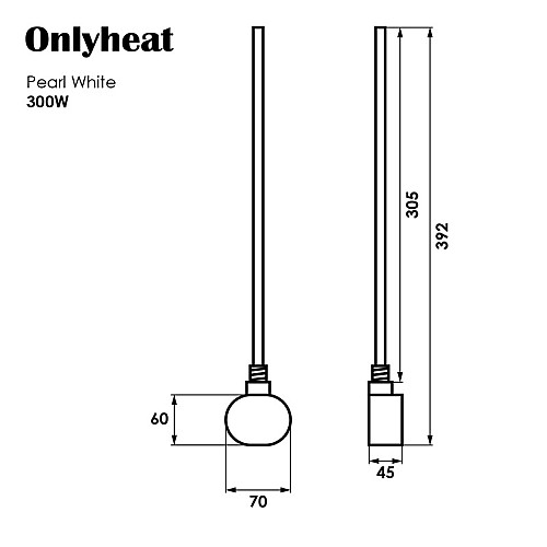 ТЭН для полотенцесушителя OnlyHeat Pearl White 0,3 кВт