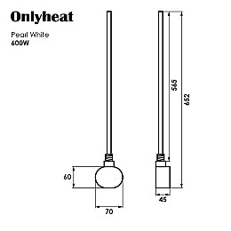 ТЭН для полотенцесушителя OnlyHeat Pearl White 0,6 кВт