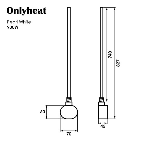 ТЭН для полотенцесушителя OnlyHeat Pearl White 0,9 кВт