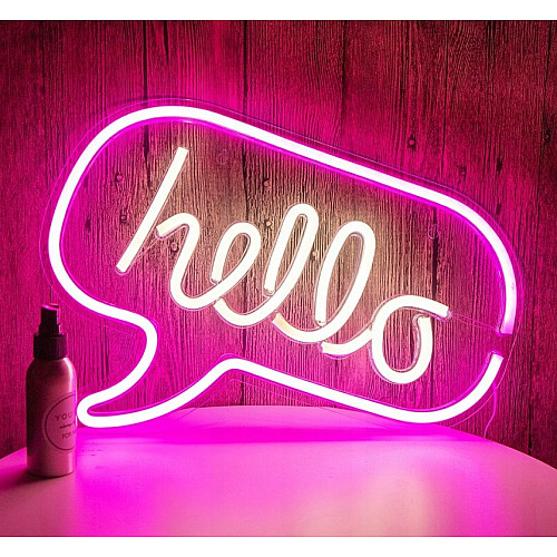 Настінний неоновий світильник-нічник Angel HELLO 43*31 см