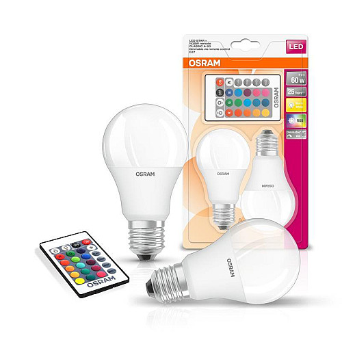 Лампочка энергосберегающая светодиодная Osram на пульте E27 LED 9 Вт 2 шт