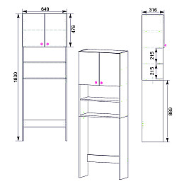 Шкаф для ванної Компаніт 64х31,6х183 см Бук