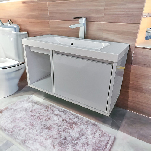 Пластиковая подвесная тумба The MIX Адонис с покрытием HPL 3103 gloss 100х60х45 см