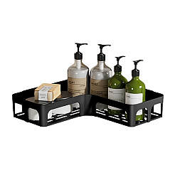 Настенная угловая полка для хранения в ванной ANbeauty 24х11.9х5.2 см Черный (AN0103488)