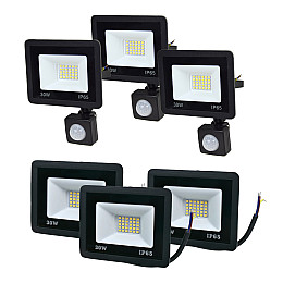 Комплект прожекторов Lightwell 30W 3 x LW-FL-B-30 и 3 x LW-FL-B-30-S с датчиком движения
