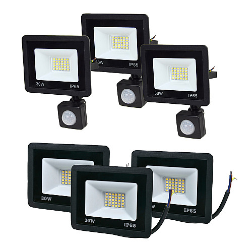 Комплект прожекторов Lightwell 30W 3 x LW-FL-B-30 и 3 x LW-FL-B-30-S с датчиком движения