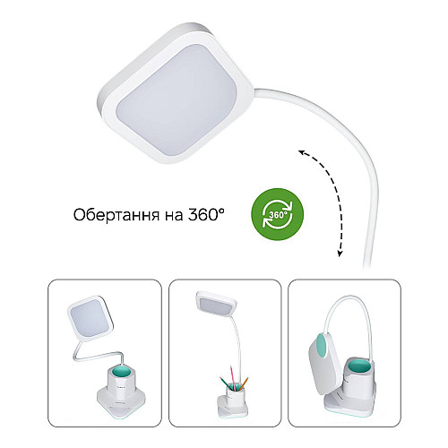 Настільна лампа Weidasi WD-6077 9W 285lm 4159K USB 5V Білий