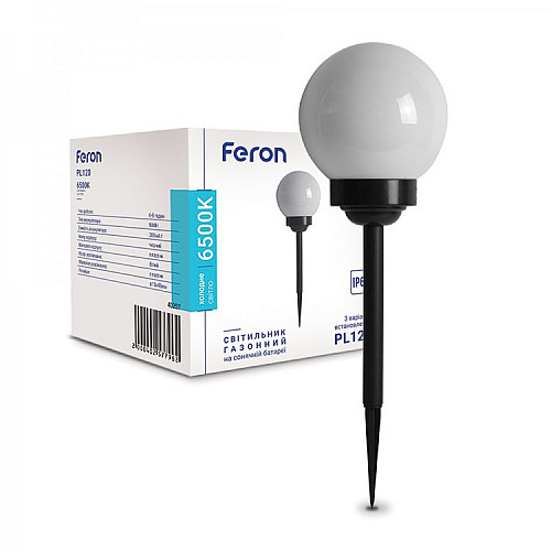 Фонарь на сонячній батареї садовий Feron PL120 6500K Black