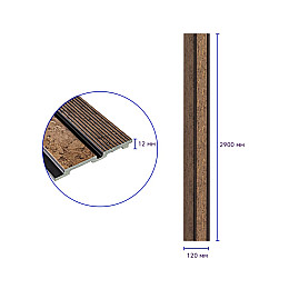 Декоративна стінова рейка Sticker Wall PS 2900x120x12 мм Коричневий (SW-00001749)