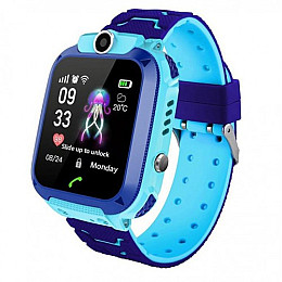 Смарт-годинники KID Watch Дитячі Розумні годинники GPS+WiFi з вологозахистом IP67 Сині з блакитним