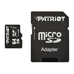 Карта пам'яті MicroSDXC 64GB UHS-I Class 10 Patriot LX + SD-адаптер (PSF64GMCSDXC10)