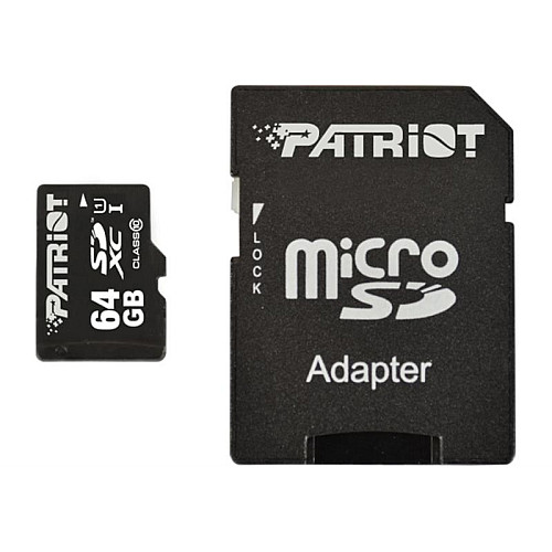 Карта пам'яті MicroSDXC 64GB UHS-I Class 10 Patriot LX + SD-адаптер (PSF64GMCSDXC10)