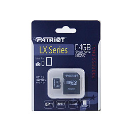 Карта памяти MicroSDXC 64GB UHS-I Class 10 Patriot LX + SD-adapter (PSF64GMCSDXC10)