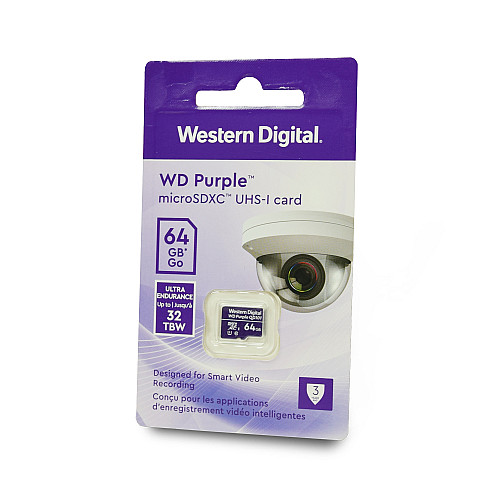 Карта пам'яті Western Digital MICRO SDXC 64GB UHS-I WDD064G1P0C WDC спеціалізована для відеоспостереження