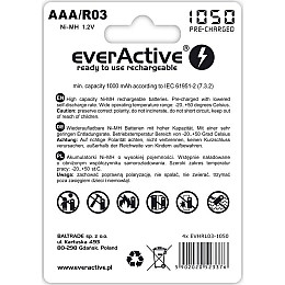 Аккумулятор everActive AAA/HR03 Ni-MH 1050mAh BL 4шт