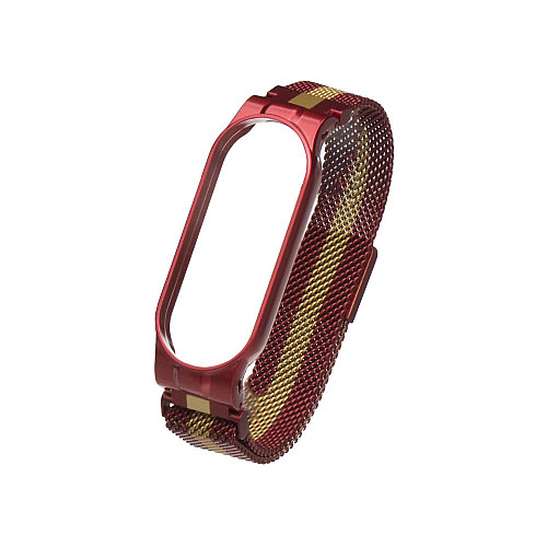 Ремешок для Xiaomi Mi Band 5 Milanese Loop Колір Червоний-Золотий