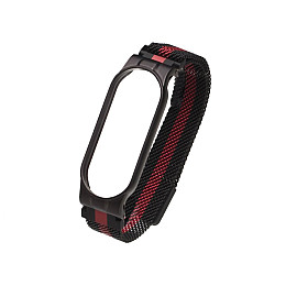 Ремешок для Xiaomi Mi Band 5 Milanese Loop Color Цвет Черно-Красный