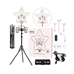 Студійна 360° світлодіодна LED лампа зі штативом Зірка 47 см з 3 тримачами для смартфонів Rgb XPRO LIVE LIGHT RK-52