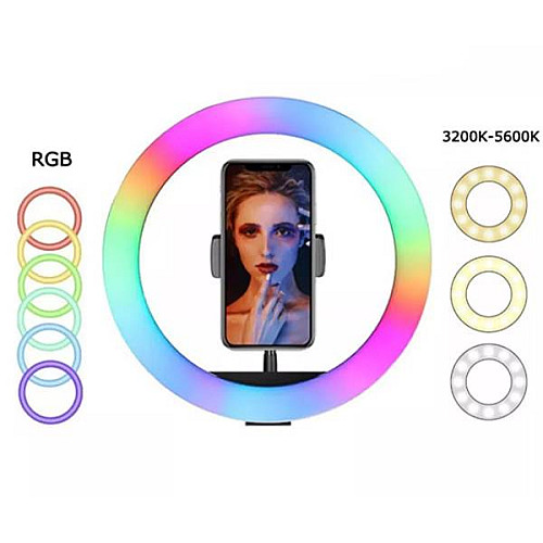 Студийная 360° светодиодная LED лампа со штативом XPRO LIVE LIGHT MJ26 диаметр 26 см RGB