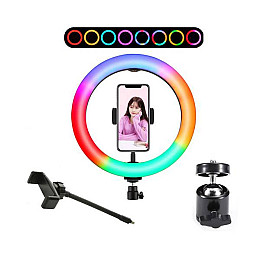 Студийная 360° светодиодная LED лампа со штативом XPRO LIVE LIGHT RGB MJ38 диаметр - 38см