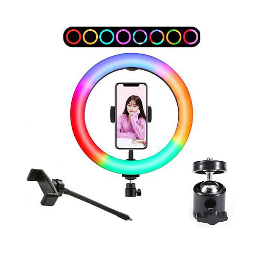 Студийная 360° светодиодная LED лампа со штативом XPRO LIVE LIGHT RGB MJ38 диаметр - 38см