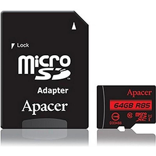 Карта пам'яті MicroSDHXC 64GB UHS-I Class 10 Apacer SD адаптер (AP64GMCSX10U5-R)