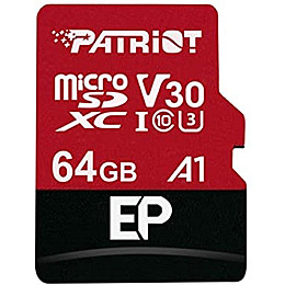 Карта пам'яті MicroSDXC 64GB UHS-I/U3 Class 10 Patriot EP A1 R90/W80MB/s SD-адаптер (PEF64GEP31MCX)
