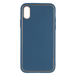 Чехол Leather Case Gold with Frame для Apple iPhone Xs Navy Blue